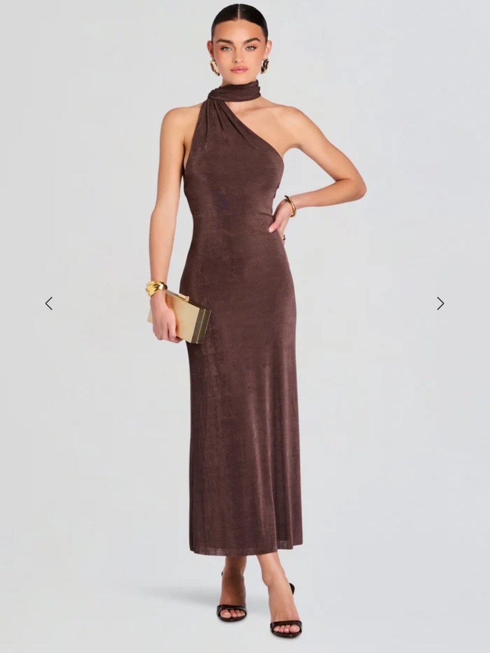 SEROYA Brand Asymmetrical One-Shoulder Brown Evening Dress